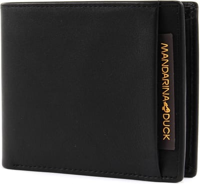 MANDARINA DUCK Leren Portemonnee Dual Wallet Black Zwart