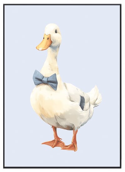 No Filter - Poster jongenskamer – Gans met blauwe strik – Jongenskamer decoratie – 21x30 cm (A4 formaat)