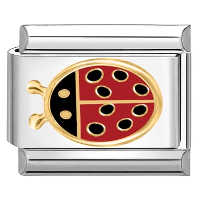 Quiges - Schakel - Bedel - 9mm - charms - Lieveheersbeestje - Geschikt voor - armband - Schakelarmband - italy bedels armband