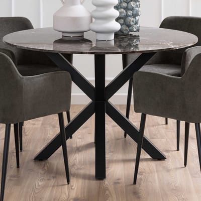 Giga Living Eettafel Harrie - Rond Bruin Marmer - Ø120x75,5cm