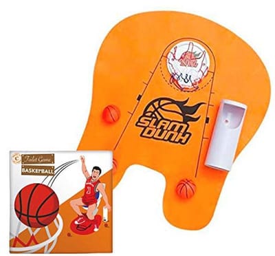 Basketbal Toiletspel | Compleet Speelset voor Toiletten | Grappige Activiteit voor op het Toilet | Inclusief 3 Mini Basketballen en Net met Zuignappen
