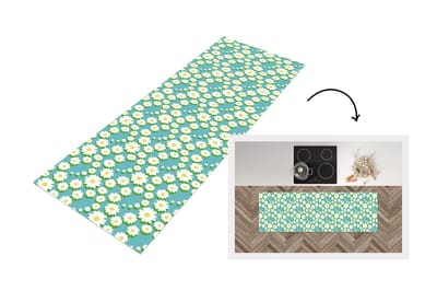 Keukenloper - Loper keuken - Bloemen - Patroon - Madelief - 150x50 cm - Keukenloper vinyl