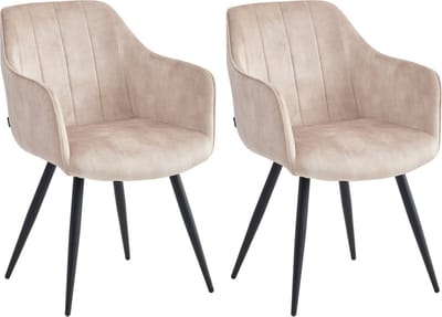 Colenis® - Verto Eetkamerstoel - Set Van 2 - Beige - Adoré Velvet - Industrieel