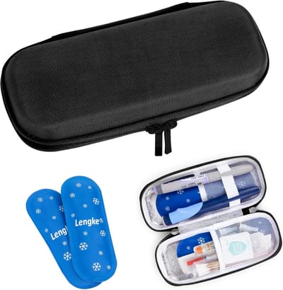 Famanu – Draagbare medicijnkoeltas, TSA-goedgekeurd, met thermometer en temperatuurweergave