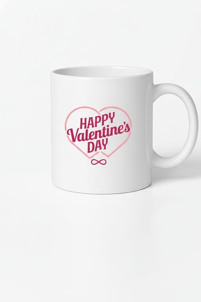 Happy Valentine's Day Mok met Hart en Infinity Symbool - Romantisch Valentijnsdag Cadeau