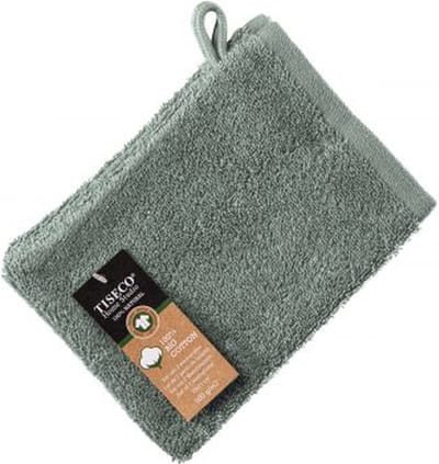 Tiseco Home Studio - Washand EDEN - SET/12 - 100% bio katoen - 500 g/m2 - met ophanglus - bio katoen - superzacht en zeer absorberend - 15x21 cm - Groen