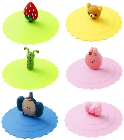 Dailygoods- Siliconen Deksels Stofdicht - Siliconen Bekerdeksel - Herbruikbaar - 6 Stuks - Diameter 10 cm - Voedselveilig Materiaal