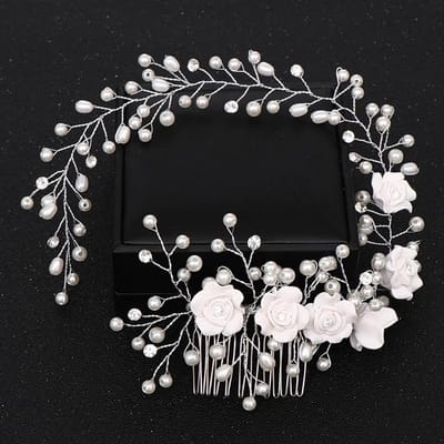 Tiaras de Mariée Perle de Cristal Bandeaux Épingles à Cheveux Demoiselle d'Honneur Diamanté Vigne de Cheveux Accessoires Peigne à Cheveux Bandeau Bijoux