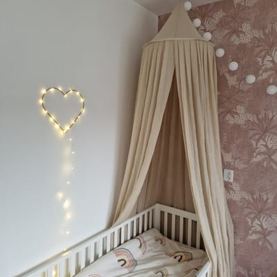 Hart lampje goud, 50LED, babykamer, decoratie, wandlamp, 20 cm