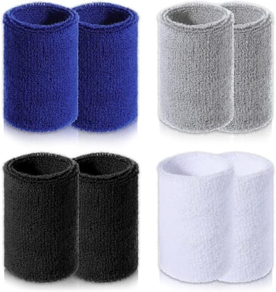 Set van 8 Absorberende Fitness Sweatbands voor Mannen en Vrouwen - Elastische Katoenen Armbanden voor Tennis, Hardlopen en Sportactiviteiten