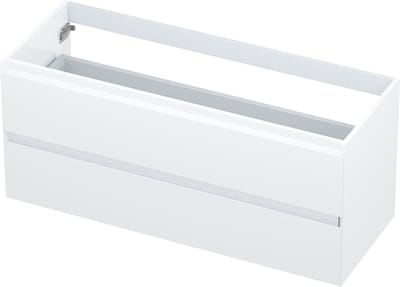 INK® wastafelonderkast 2 laden greeploos gelakt 120x45x52cm, hoogglans wit