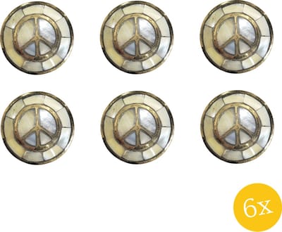 Clayre & Eef Deurknop set van 6 stuks Ø 3 cm Wit Metaal Rond Meubelknop