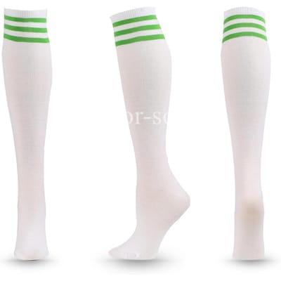 1 Paire de Chaussettes de Compression Chaussettes de Football Antidérapantes Longues Genou Hautes Chaussettes Rayées Chaussettes de Football Chaussettes de Sport pour la Course à Pied