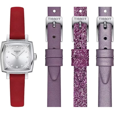 Tissot Lovely Square Valentines T0581091603600 Horloge - Leer - Rood - Ø 20 mm