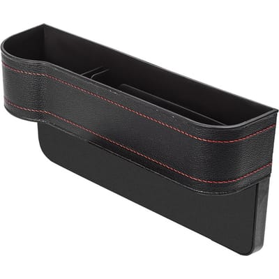 Autostoel Opbergbox Zwart Leer Slijtvast Comfortabele Touch Universeel Autostoel Insteek Organizer Bekerhouder Driver's side black
