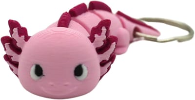 Axolotl sleutelhanger - Sakura Roze - 3d geprint - Cadeau liefhebber – Sleutelhanger dier - 8cm