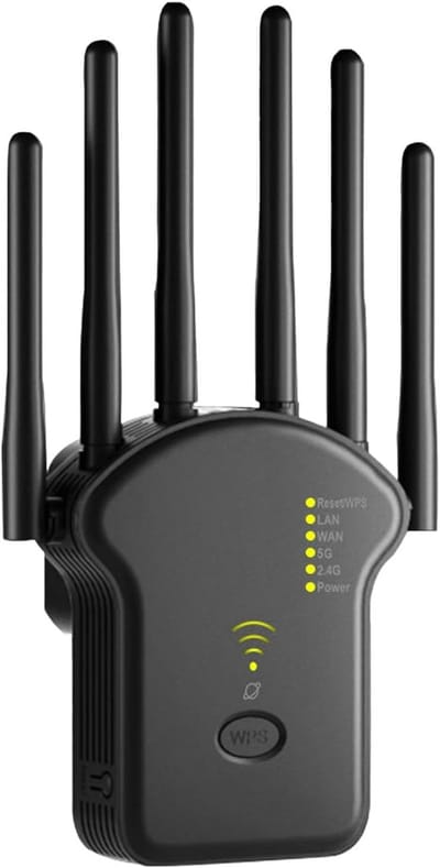Wifi Repeater - Wifi Versterker Signaal - Internet Uitbreiden - Dual Band 1200 Mbps - 6 Antennes - Wit
