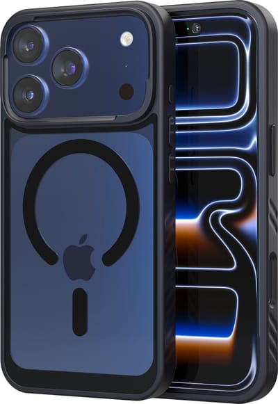 Reovo - Hoesje geschikt voor iPhone 17 Pro - Zwart - Transparant - geschikt voor MagSafe - Anti-slip case