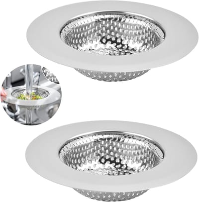 Set van 2 RVS Afvoerzeefjes voor Keukenwasbak, Bescherming Tegen Verstopping, Haarvanger en Afvoerfilter (11.5 * 6 * 2.5cm)