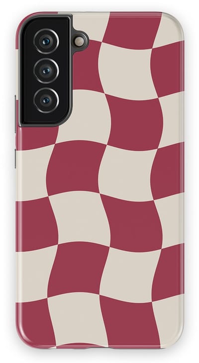 Checkered Warp Hoesje Samsung Galaxy S22 Plus | Geschikt Voor Mag | Uniek Design Hoesje | Beschermhoes Samsung Galaxy S22 Plus Crimson Wave