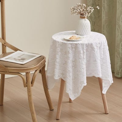 Nappe Motif Tournesol Couleur Unie Fleur Blanche Épaisse Rectangle Polyester Anti-poussière Housse de Table Décorative en Tissu 60x60cm gray