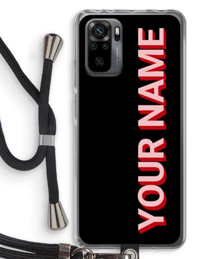 Gepersonaliseerd - Case Company® - Hoesje met koord geschikt voor Xiaomi Redmi Note 10 Pro hoesje met Koord - Namecase - Telefoonhoesje met Zwart Koord - Bescherming aan alle Kanten en Over de Schermrand