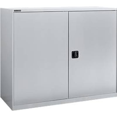 Draaideurkast Schäfer Shop Select MS-i 12412, plaatstaal, B 1200 x D 400 x H 1215 mm, 3 OH, wit aluminium, tot 150 kg