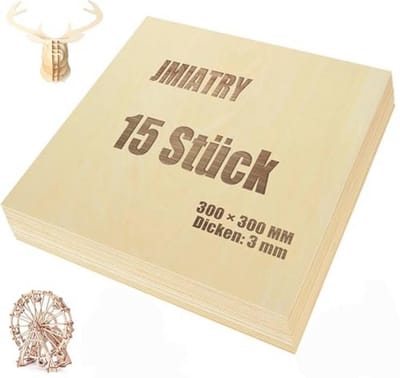 Multiplexplaten 300 x 300 x 3 mm - 15 Stuks Balsahout voor Modelbouw en Creatieve Projecten