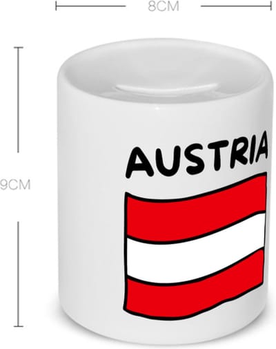 Akyol - austria vlag Spaarpot - Oostenrijk - reizigers - toerist - verjaardagscadeau - souvenir - vakantie - 350 ML inhoud