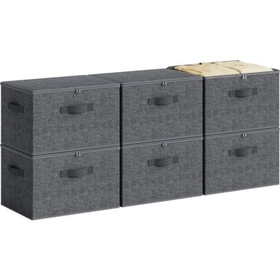 Ochama opvouwbare opbergboxen set van 6, kledingorganizer met ritssluiting, stevige deksels en versterkte handgrepen, grote capaciteit van 30 l per