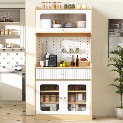 MIVRAY Buffetkast - Met Verstelbare Planken En Lade - Voor Keuken En Woonkamer - MDF En Spaanplaat - 80x40x180 Cm