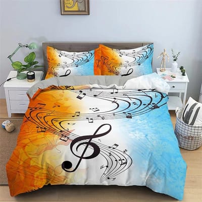 Muzieknoot Dekbedovertrek Muziekschrift Droomthema Blauw Zwart Overtrek voor Tienerjongens Kindermeisjes Cadeau Beddengoedset Dekbedovertrek Decor 210x210cm 3pcs