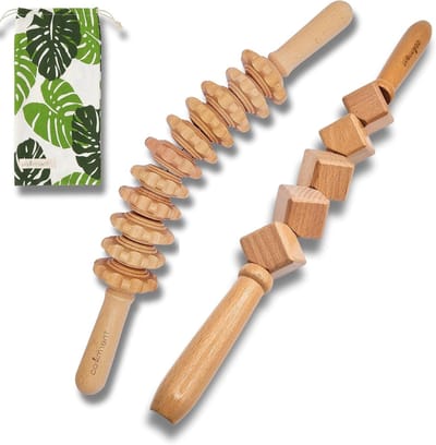 Houten Massage Set - Lichaamsroller Cellulitis - Lichaamsvorming Ontspanning - Diepe Vet Mobilisatie - 40 cm Pakket - Houtkleur