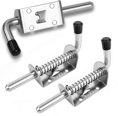 Cosensi - Spring Pin Lock - Rvs Latch - Voor Tuindeuren - 2 Stuks - Hoogwaardige Kwaliteit - Voor Garagedeuren - Zilver