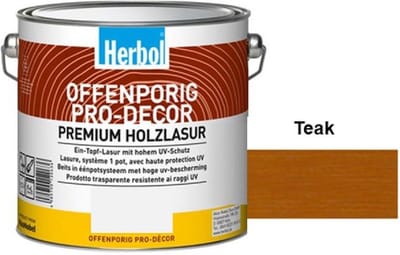 Herbol Offenporig Pro Decor - Beits - Hoogwaardige beits - 2 in 1 ( grond en eindlaag) - Teak - 2,50 l