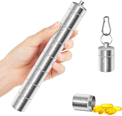 Weekly Pill Organiser voor 7 Dagen, Waterdichte Medicijnhouder met Sleutelhanger en Carabiner, Draagbare Tablet Organizer voor Gemakkelijke Toegang tot Medicijnen