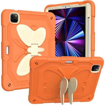 2018/20/21 Gepantserde hoes voor iPad Pro 11 Oranje hoes voor Apple tablet hoes Schokbestendige standaardhoes met standaard iPad Pro accessoires hoes Siliconen harde 11 tablet beschermhoes Antislip