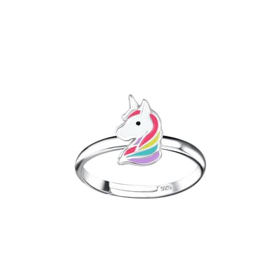 Zilveren verstelbare kinderring eenhoorn unicorn | one-size fits all | Zilverana | Sterling 925 Silver