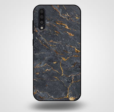 Smartphonica Telefoonhoesje voor Samsung Galaxy A70 met marmer opdruk - TPU backcover case marble design - Goud Grijs geschikt voor Samsung Galaxy A70