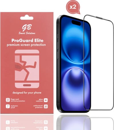 GB ProGuard Elite Screenprotector voor iPhone 16 Plus - 2 stuks – Gehard Glas – Volledige Dekking – Krasbestendig & Schokabsorberend