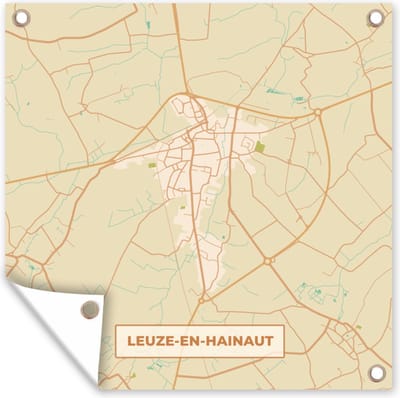 Tuin poster Leuze-en-Hainaut - Kaart - Plattegrond - Stadskaart - Vintage - 200x200 cm - Tuindoek