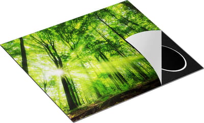 Chefcare Inductie Beschermer Bos met Zon tussen de Hoge Bomen - 60x50 cm - Afdekplaat Inductie - Kookplaat Beschermer - Inductie Mat
