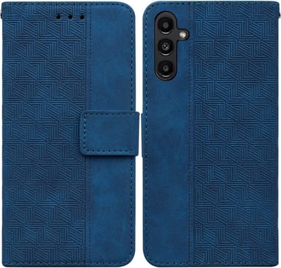 Coverup Hoesje - Geschikt voor Samsung Galaxy A25 Hoesje - Coverup Geometric Book Case - Blauw