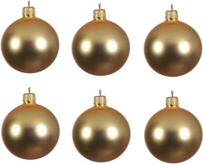 Decoris kerstballen - 6x - goud - 8 cm - glas - mat - velvet - kerstversiering