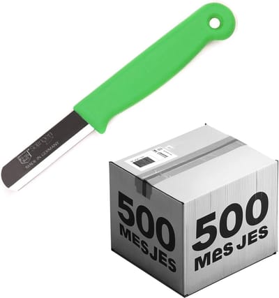 Solingen Bandstaal Mes – HACCP – Groen – RVS Lemmet 40 mm – Voedselveiligheid voor Oogsten – 500 stuks