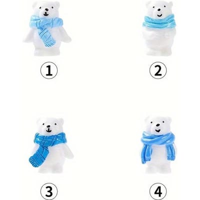 4-Pack Resin IJsbeerbeeldjes met Sjaals, Miniatuur IJsbergscène Decor, Vrijstaande Buitendecoraties, DIY Sneeuwlandschap en Tuindecoratie 4pcs white