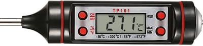 DrPhone TP101 Pro Edition - Thermometer - Keukenthermometer - RVS - Voedsel Melk, Vlees, BBQ, Water, Zwart Rood - Oven
