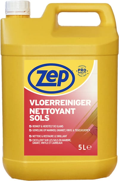 ZEP Vloerreiniger 5 L – Geconcentreerd tot 600 L Reinigingsoplossing – Herstelt en Behoudt de Glans – Voor Vinyl, Marmer, Graniet en Natuursteen – Machine en Dweil