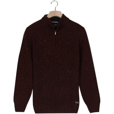 Baileys Trui Half Zip Front Structure Knit Dark Mauve / male