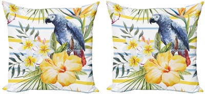 ABAKUHAUS Papegaai Kussenhoes Set – Tropisch – 2x60x60 cm – Multicolor